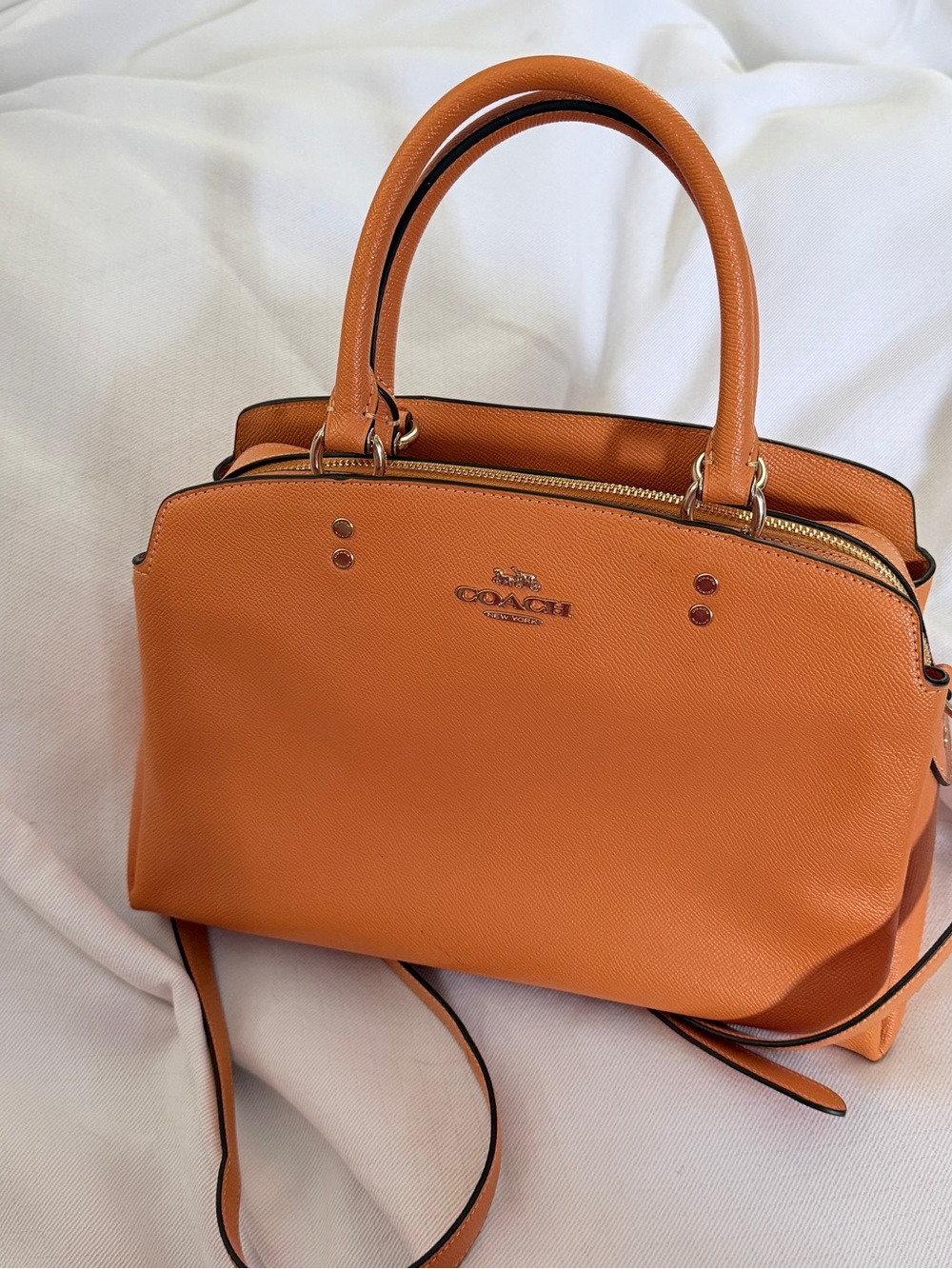 Coach Orange Crossgrain Leather Satchel Crossbody Handbag F31409